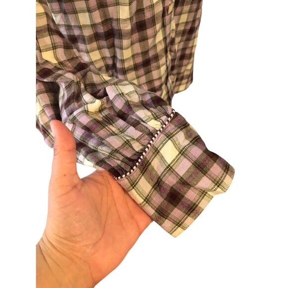 Shyanne Unique Accent Purple Western Cowgirl Long Sleeve Button Down Shirt Sz XL - Picture 8 of 16